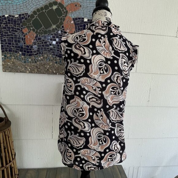 Ann Taylor Black Pink Blue & White Floral Henley Boho Top Blouse - Size SP (S7) - Picture 11 of 11